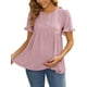 thumbnail image 1 of INSPIRE CHIC Camisetas de Botones de Manga con Volantes de Cuello Redondo Casual de Maternidad para el Día de la Madre de Mujer Babydoll Ajuste Suelto Peplum Tops 2XL Rosa Oscuro, 1 of 6