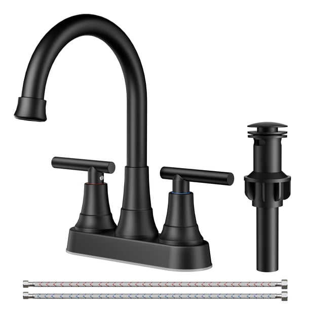 Grifo para lavabo de baño FORIOUS, negro mate, 4 pulgadas, juego central con 2/3 orificios