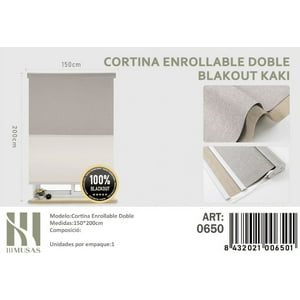 Mundo Shopping - Cortina Enrollable Doble Blackout Kaki Jaspeada 150X200Cm