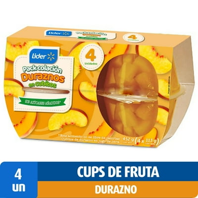 Pack Colación Duraznos En Cubos 4 Un 1 Un Lider