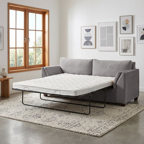Sofa Cama Milan 2Pl Con Resortes Pocket Tela Velvet Gris