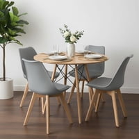 Pandalino - Comedor Redondo Shanna 80 Cm + 4 Sillas Tulip Gris