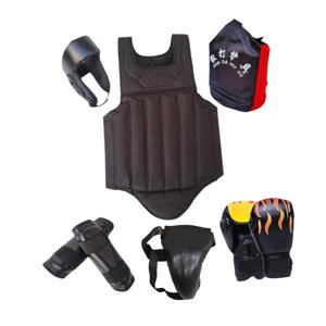 Magideal - Equipo De Protección De Sparring, Equipo De Protección De Boxeo, Transpirable Con Guantes, Casco, Equipo Sanda, Conjunto Para Entrenamiento Deportivo Negro M