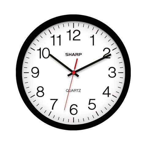 Reloj De Pared Sharp Black De 30 Cm, Silencioso, No Hace Tictac, De Cuarzo