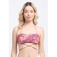 Samia - Bikini Bandeau Strapless Estampado Naranja 14