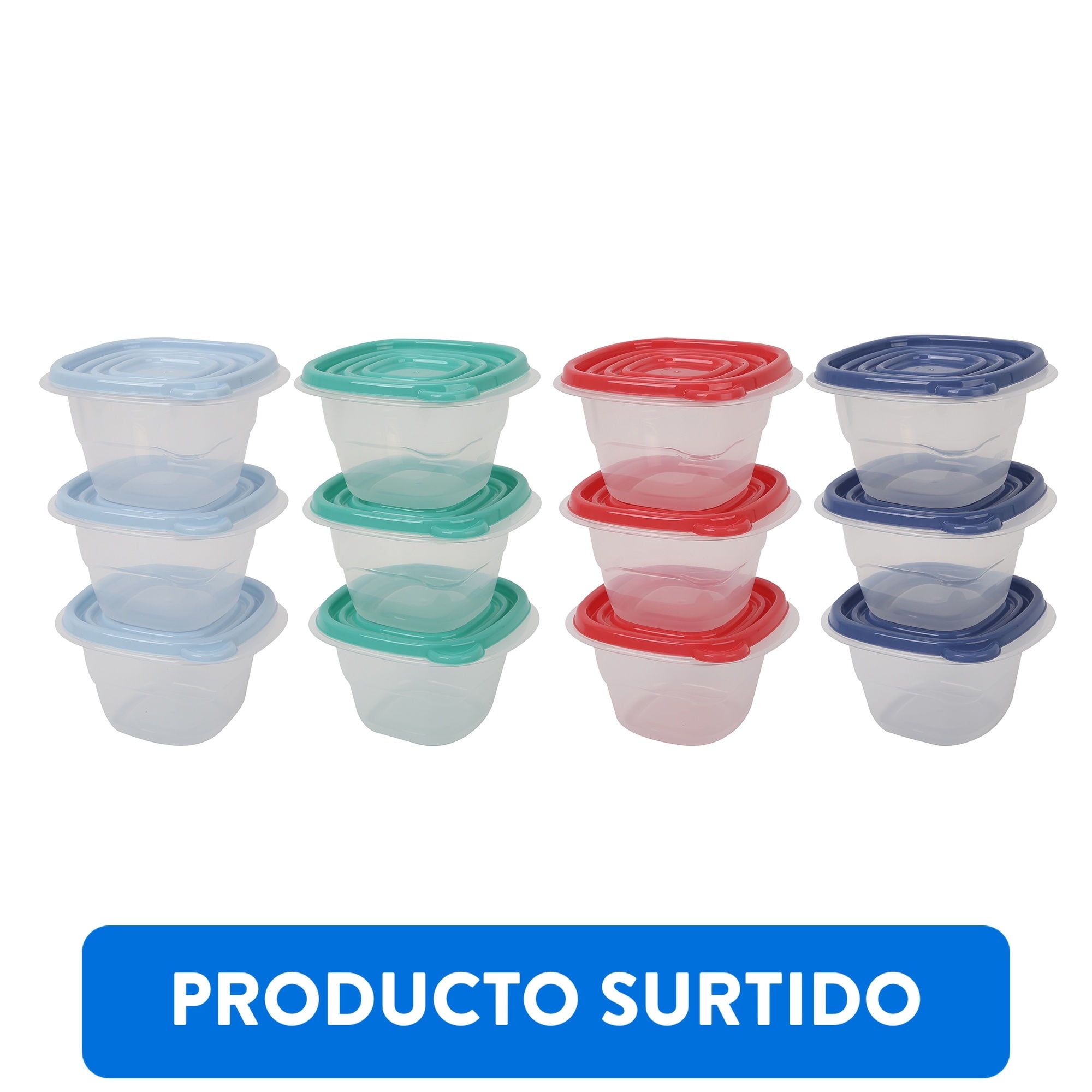 Haus - Set De Contenedor 500ml Cuadrado Plástico 3 Piezas Multicolor