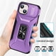 thumbnail image 3 of Funda Armada para iPhone 15 con Tapa Deslizante y Soporte Magnético Giratorio Morado, 3 of 5