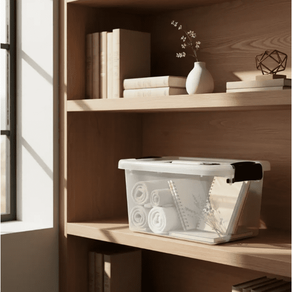 Caja Organizadora Plástica Transparente 15 Lts Con Tapa Y Asa