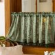 thumbnail image 1 of Cortinas cortas bohemias con borlas, cortinas de Navidad de campo retro translúcidas de lino bohemio, (verde oscuro 100 * 60cm), 1 of 3
