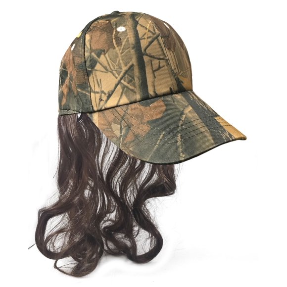 Gorra Billy-Bob Camuflaje con Pelo Mullet Marrón