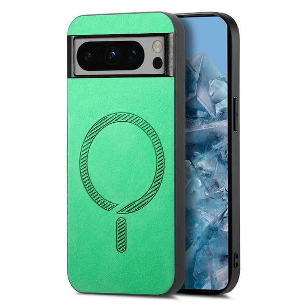 Magnetic Slim Case for Google Pixel 8 Pro with Camera Guard & Anti-Scratch Back Green
