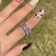 thumbnail image 4 of Anillo de Banda de Boda para Mujer de Plata Esterlina 100% 925 con Corazón de Amor, Circonia Cúbica y Gema de Zafiro Rosa, Joyería Fina, 4 of 8