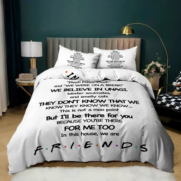x1458 Bed SheetsFriends Tv Show Style Bedding Set Duvet Cover Bedroom Comforter Covers Twin Size Quilt Cover Home Textile /PCS 3-Piece Bedding Set (1 Duvet Cover + 2 Pillow Shams) nj1458