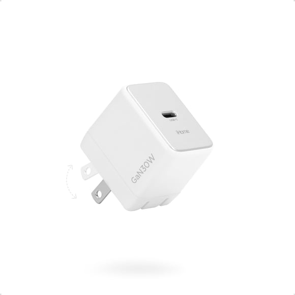 Cargador iHome GaN universal 30W USB-C Power Delivery 45W blanco
