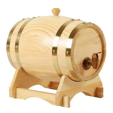 Barril de Vino de Roble 3L, Con Base para Vino y Whisky, Madera