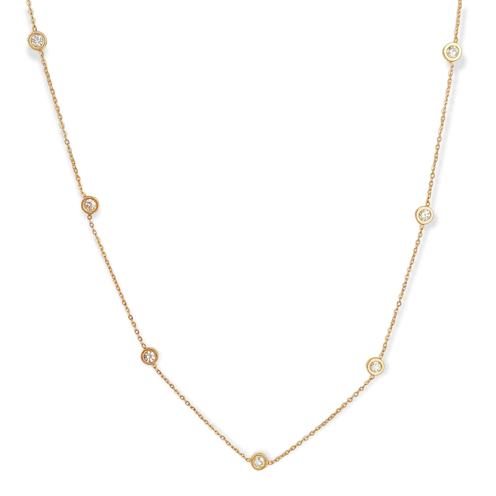 Elbauldejuma - Colgante Larga Minimalista Punto De Luz Chapado En Oro 18k