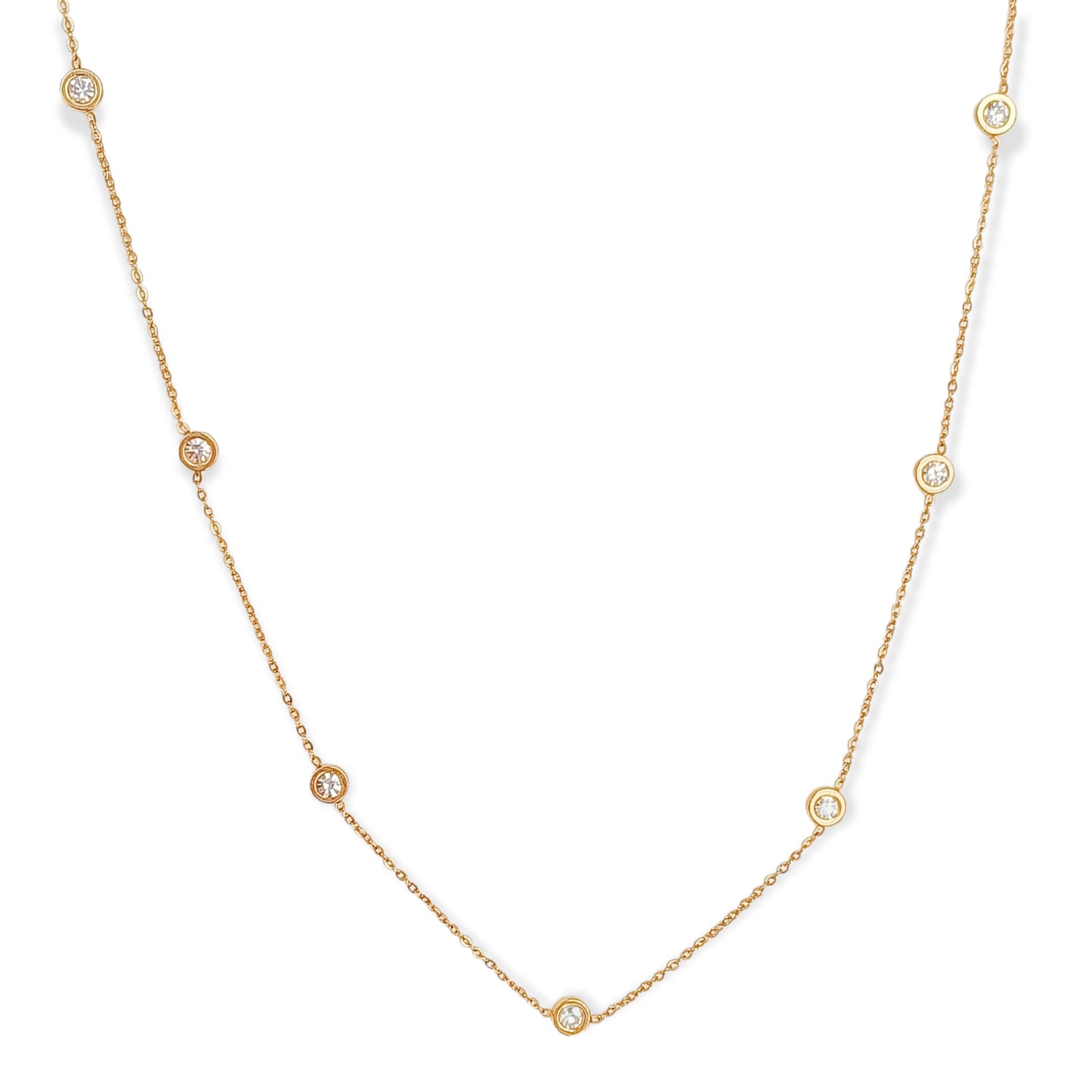 Elbauldejuma - Colgante Larga Minimalista Punto De Luz Chapado En Oro 18K