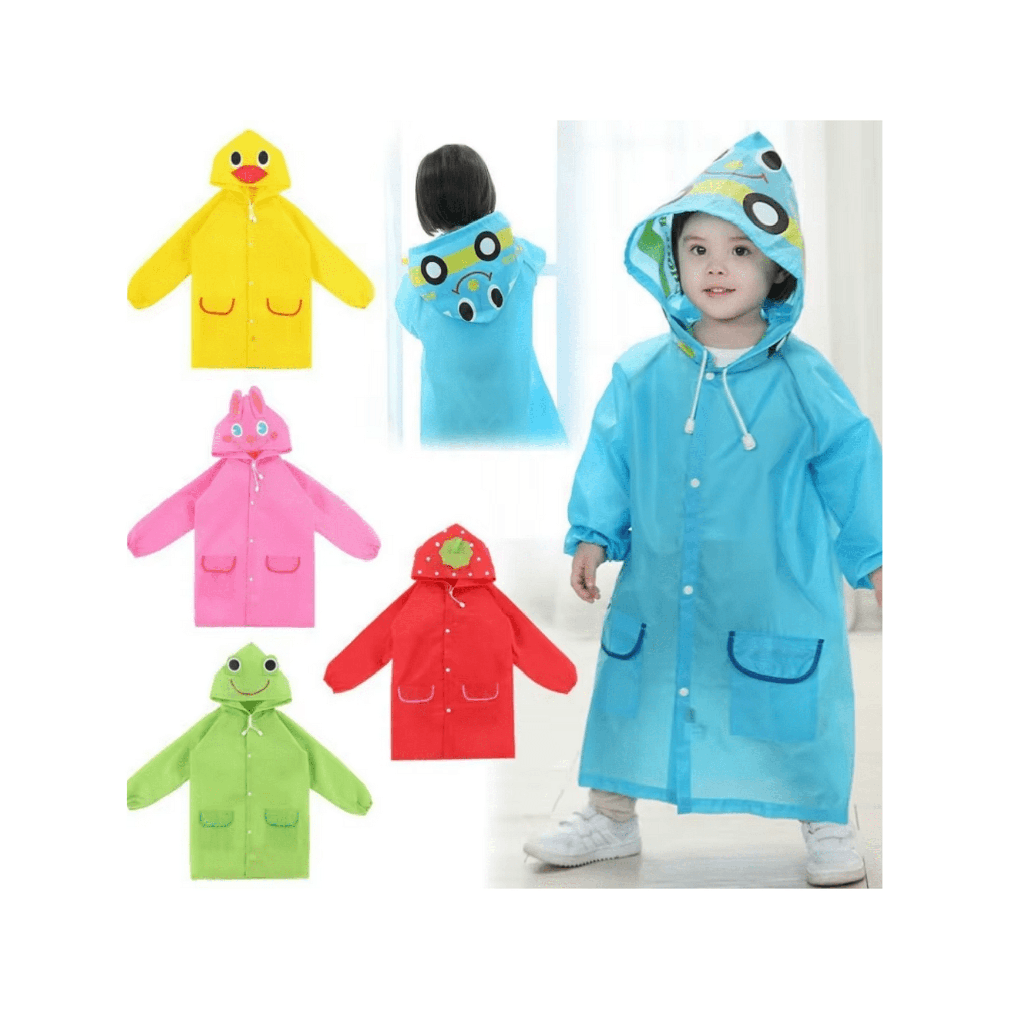 Oem - Poncho Impermable Para Niños Chubasqueros