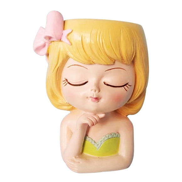Macetas Con Cara De Niña, Macetas De Escritorio, Jarrón De Dibujos Animados, Estatuilla Coleccionable, Maceta Para Bonsái, Estilo D