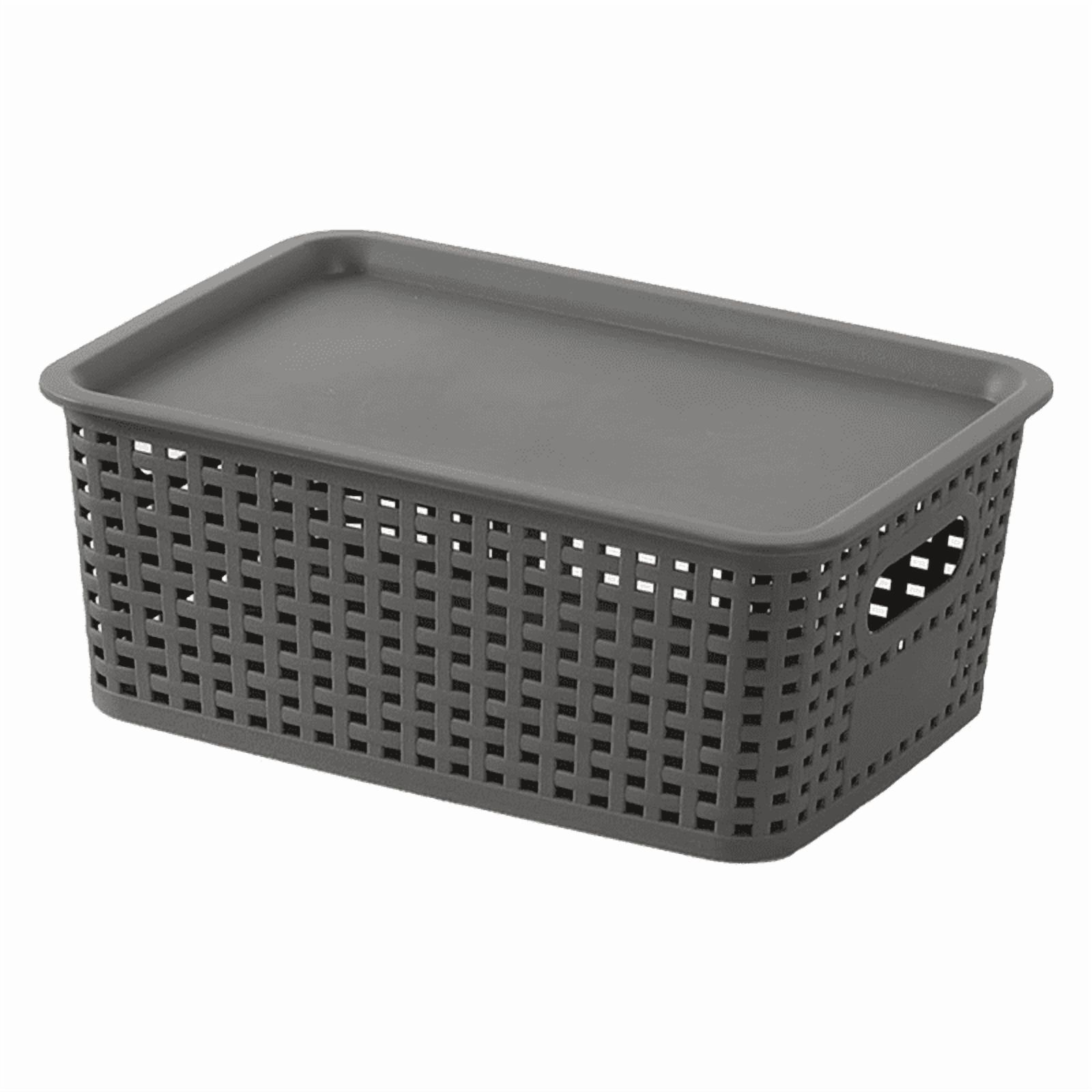 Wakeshome - Caja Organizadora Ratán 6 Lt. Color Gris Canasto Cocina