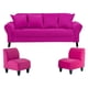thumbnail image 1 of Sofa Lua 3 Cuerpos Más 2 Poltronas Felpa Fucsia, 1 of 5