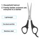 thumbnail image 2 of Tijeras rectas de 6 pulgadas de largo para cabello largo, corto, grueso, duro y suave para hombres y mujeres en tono plateado y negro, 2 of 6