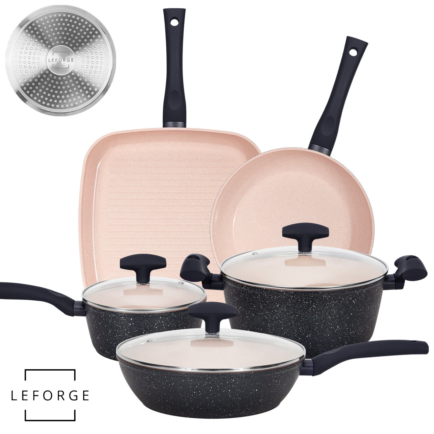 Juego Ollas Batería Cocina Leforge Antiadherente Cerámica 8 Piezas