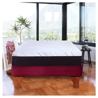 Latam Home - Cama Europea Zen Pro Colchon Resortes 1.5 Plaza Base Dividida Tela Burdeo