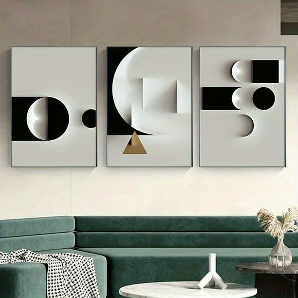3pcs Frameless Abstract Geometric Canvas Painting Black And White Wall Art Print Modern Nordic Poster Picture Living Room Home Decor No Frame