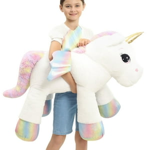 Almohada De Peluche Ffxiong Con Forma De Unicornio Gigante, 110 Cm, Con Alas