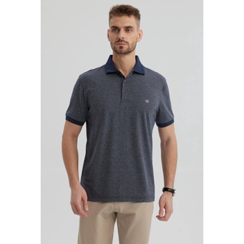 Fashionspark - Polera Hombre Con Contraste Azul Marino