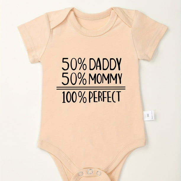 Baby Girls Casual "50% Daddy 50% Mommy 100% Perfect" Short Sleeve Onesie Clothes