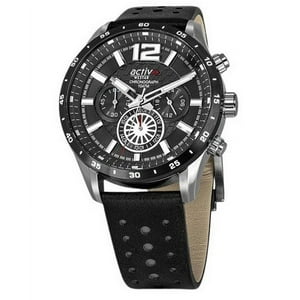 Westar - Reloj Activ Cronógrafo Correa De Cuero Esfera Negra Cuarzo 90249Sbn103 100M Para Hombre