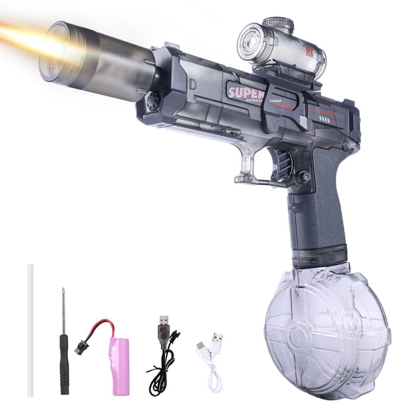 Pistola de agua eléctrica Sidypro de largo alcance con luz LED negra