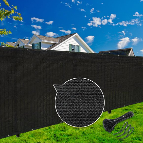 Cerca de privacidad KANAGAWA 2,4 m x 15 m 90 % negro 40 bridas