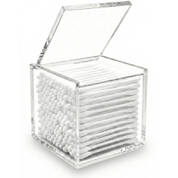 Porta Hisopos My Space Organizers de Acrílico con Tapa con Bisagra