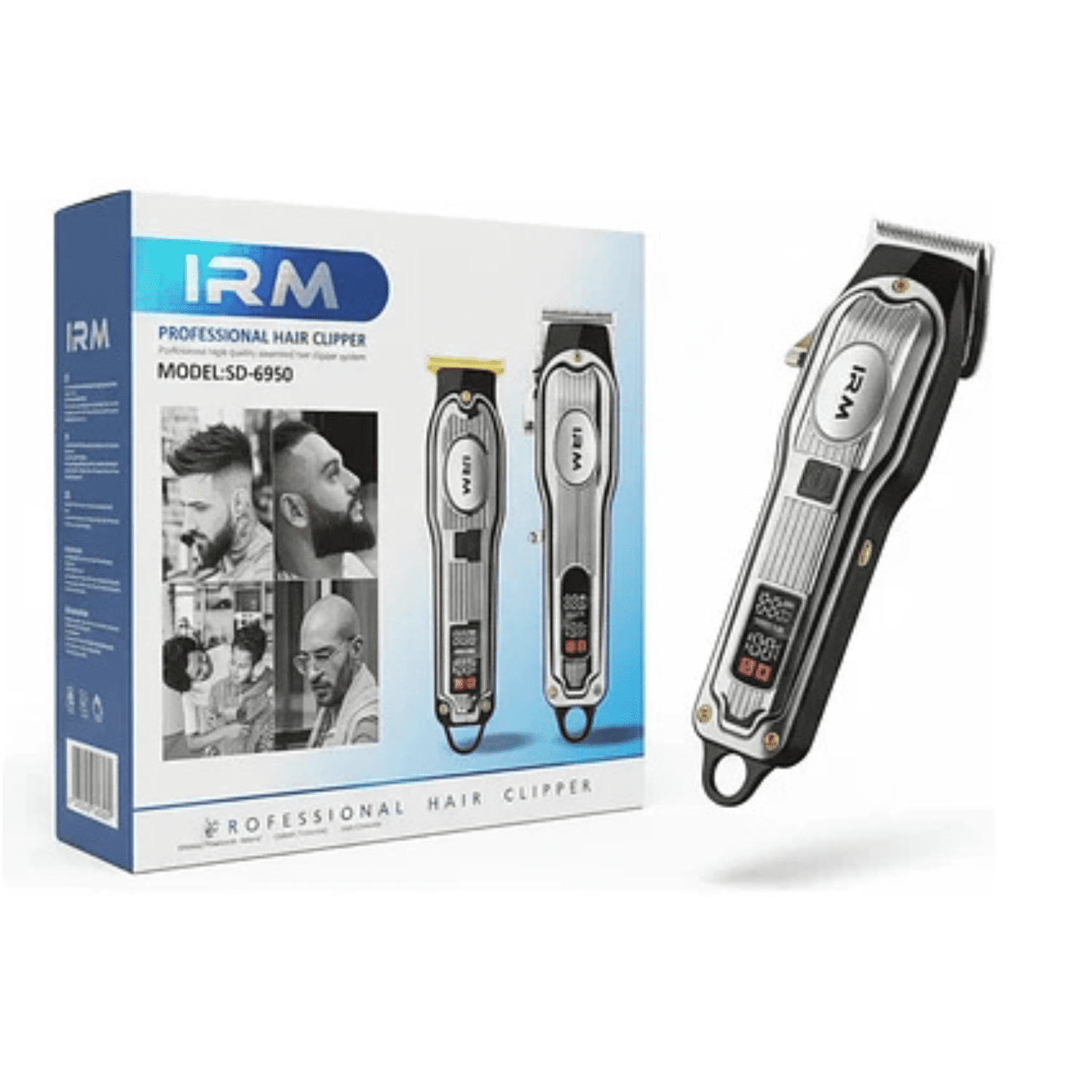 Genérico - Kit Máquina Cortapelo Y Patillera Profesional Plateado