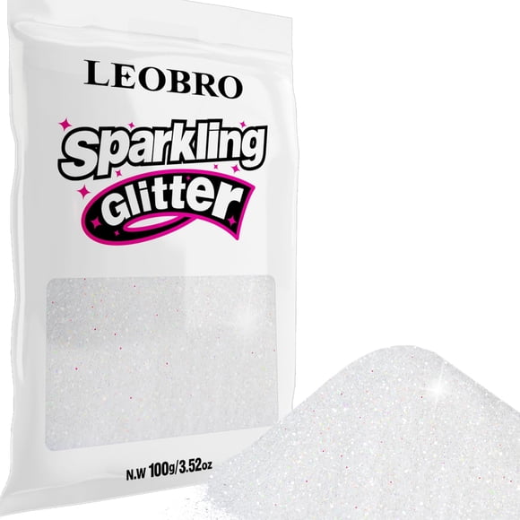 Purpurina LEOBRO 100 g Blanca Holográfica de Partículas Finas