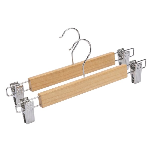 2 Piezas Colgadores de Pantalones de Madera, Colgadores Ahorra Espacio, Organizador de Armario Marrón Claro 11.8x4.9in