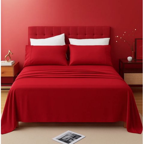 Atlas - Sábanas 1.5 Plazas Rojo