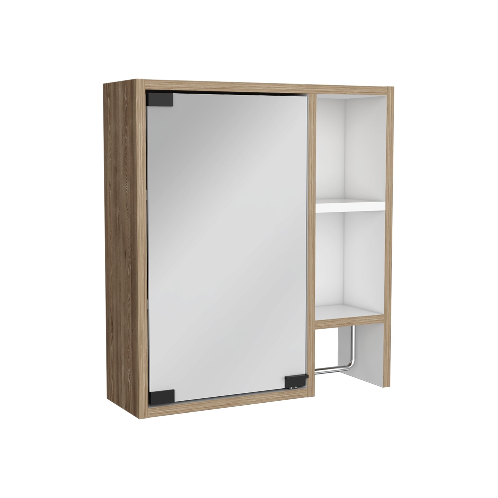Fm Furniture - Botiquin De Baño 1 Puerta 52,2x47,2x14,6 Cm Café Claro