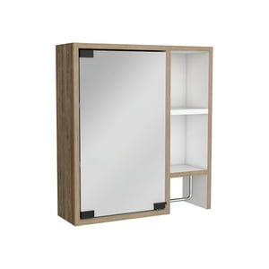 Fm Furniture - Botiquin De Baño 1 Puerta 52,2X47,2X14,6 Cm Café Claro