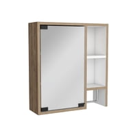 Fm Furniture - Botiquin De Baño 1 Puerta 52,2X47,2X14,6 Cm Café Claro