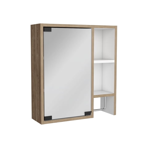 Fm Furniture - Botiquin De Baño 1 Puerta 52,2X47,2X14,6 Cm Café Claro
