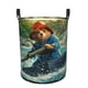 thumbnail image 1 of Paddington en Perú Cesta de lavandería de gran capacidad redonda con asa, bolsa para ropa sucia plegable, almacenamiento para dormitorio, baño y lavadero 44x35 cm, 1 of 6