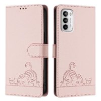 Funda Tipo Cartera Foxdock Para Motorola Moto G 5G 2022 Con Soporte, Ranuras, Rfid, Diseño De Gato