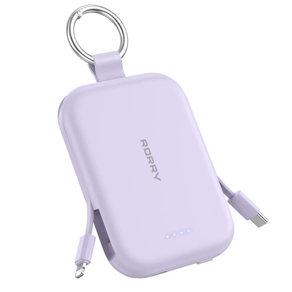 Cargador portátil RORRY CharmGo de 5000 mAh con llavero, morado