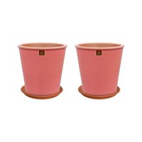 Pottery - Set De 2 Macetas Zaia 20 Cm Rosa Alegre Y Sus Platos