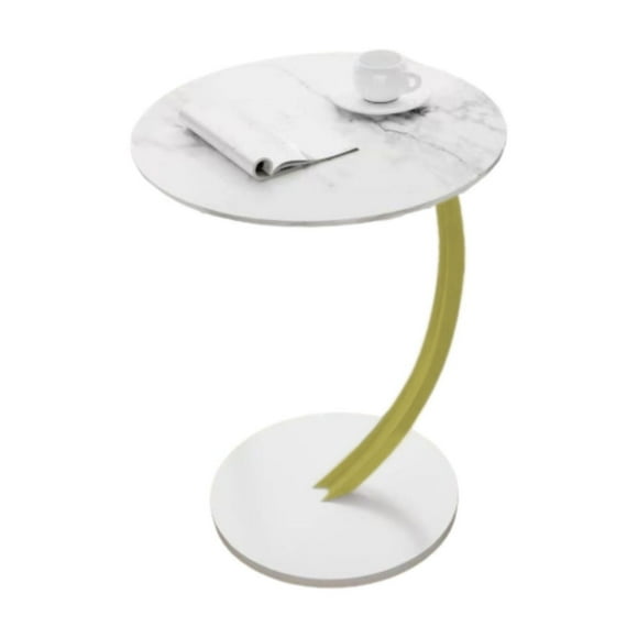 Mesa Redonda Living Lateral, Mesa Auxiliar diseño mármol Chic Home