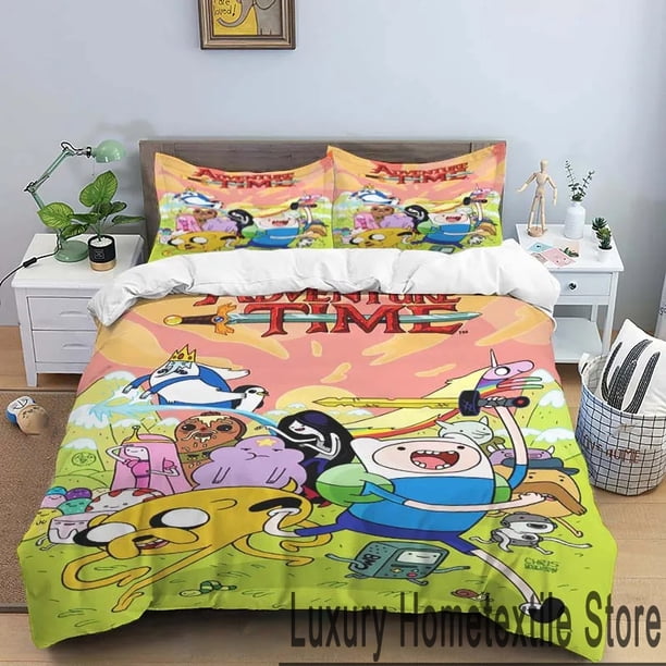 Cartoon Adventure Time Bedding Set,Duvet Cover Comforter Bed Set Quilt Cover Pillowcase, Boys Girls Adults Bed Sheets